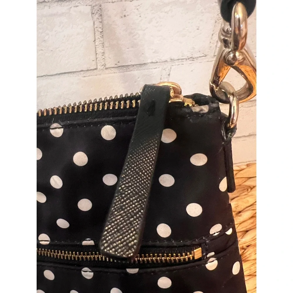 Kate Spade New York Polka Dot Nylon‎ Crossbody Bag Black White Gold Hardware